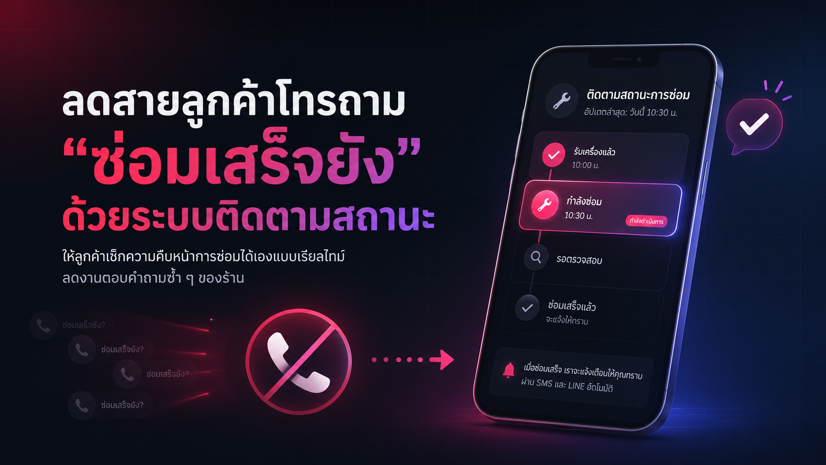 ลดสายลูกค้าโทรถาม "ซ่อมเสร็จยัง" ด้วยระบบติดตามสถานะ